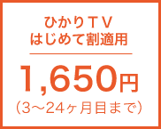 ひかりTVはじめて割適用 1,650円（3〜24ヶ月目まで）