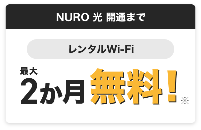 NURO光開通まで　レンタルWiFi　最大2か月無料！