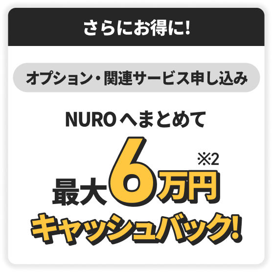NUROへまとめて最大6万円キャッシュバック！