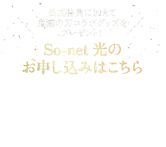 公式特典に加えて鬼滅の刃コラボグッズをプレゼント！ So-net 光のお申し込みはこちら