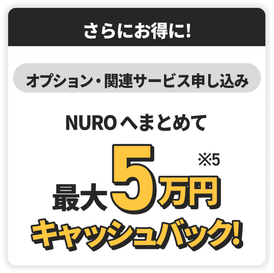 NUROへまとめて最大5万円キャッシュバック！