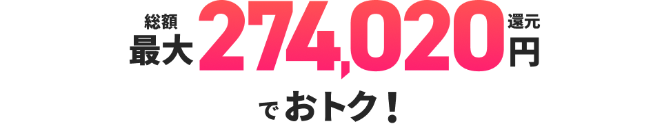 総額最大274,020円還元でおトク！