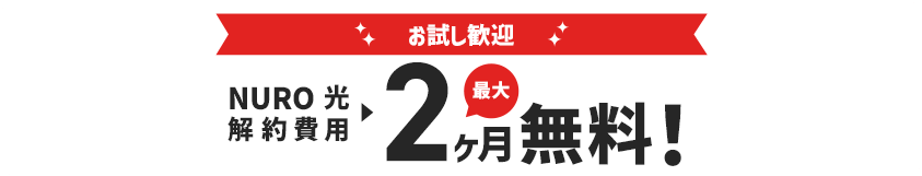 お試し歓迎 NURO 光 解約費用 最大2か月 無料！