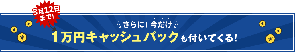 さらに今だけ 1万円キャッシュバック