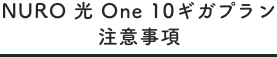 NURO 光 One 10ギガ プラン 注意事項