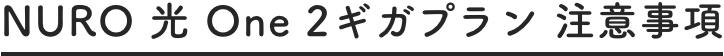 NURO 光 One 2ギガ プラン 注意事項