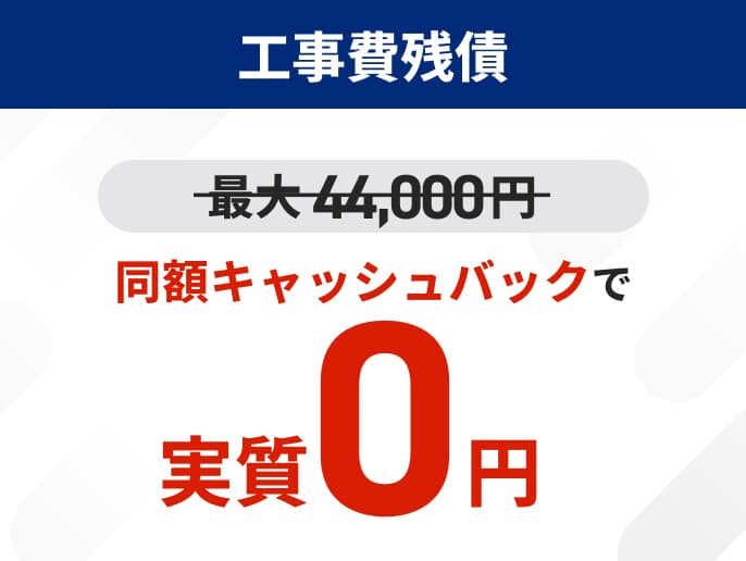 工事費残債 同額キャッシュバックで実質0円