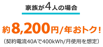 家族が4人の場合約8,200円/年おトク!