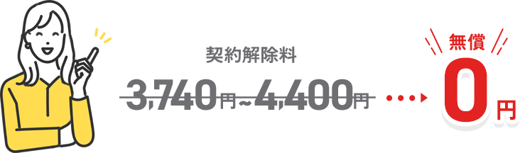 契約解除料3,740円～4,400円が無償に！