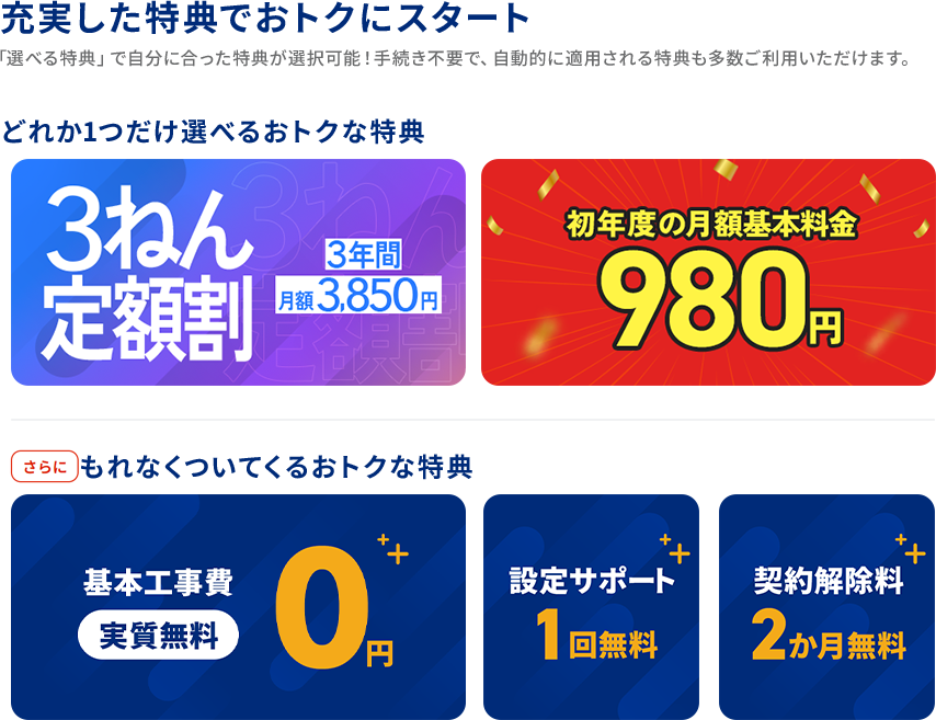 2ギガも10ギガもオトクがあたりまえ 初年度の月額基本料金980円