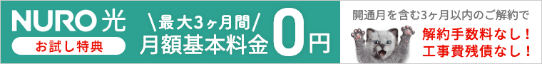 3ヶ月間月額基本料金が0円！