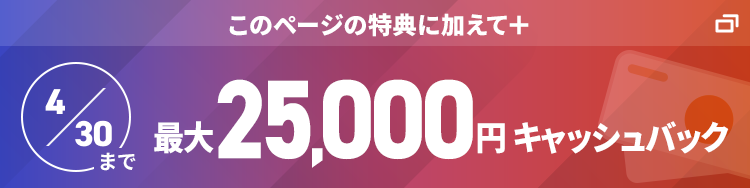 このページの特典に加えて+ 10,000円キャッシュバック