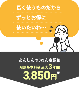 「毎日使うものだからできるだけお得に使いたいわ・・・」そんなあなたには、初年度の月額基本料金980円※