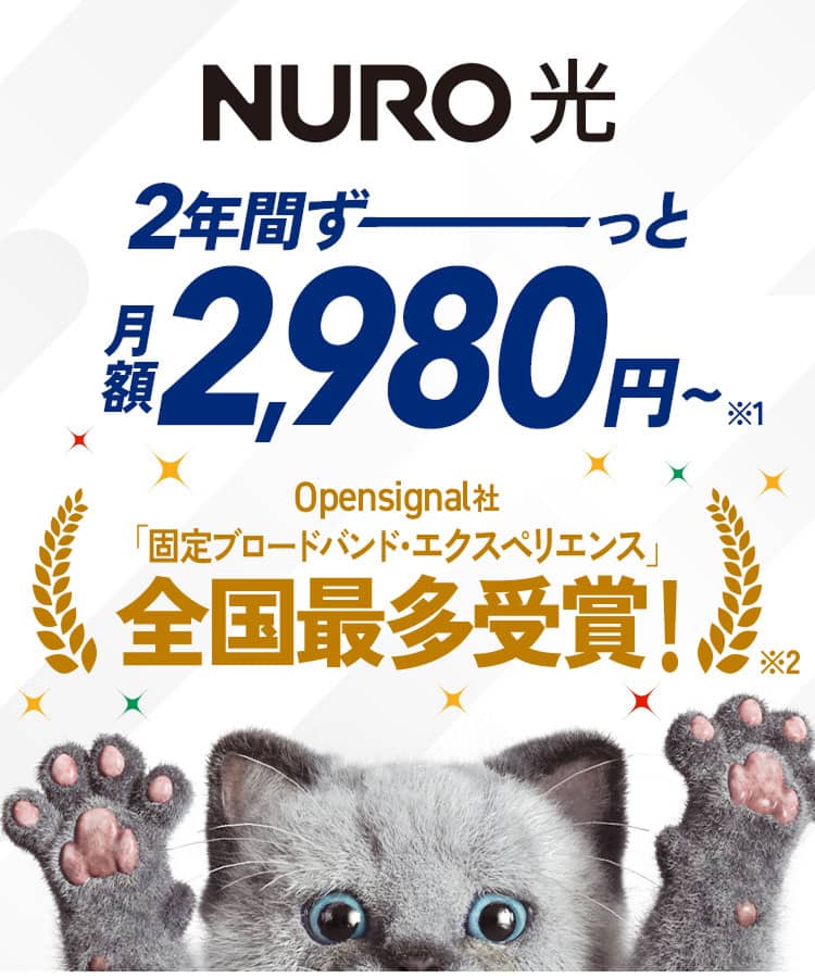 NURO 光 2年間ずーっと月額2,980円〜
