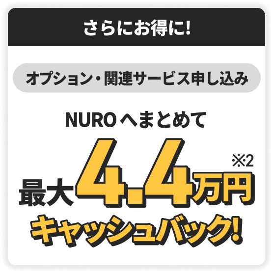 NUROへまとめて最大4.4万円キャッシュバック！