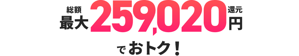 総額最大259,020円還元でおトク！