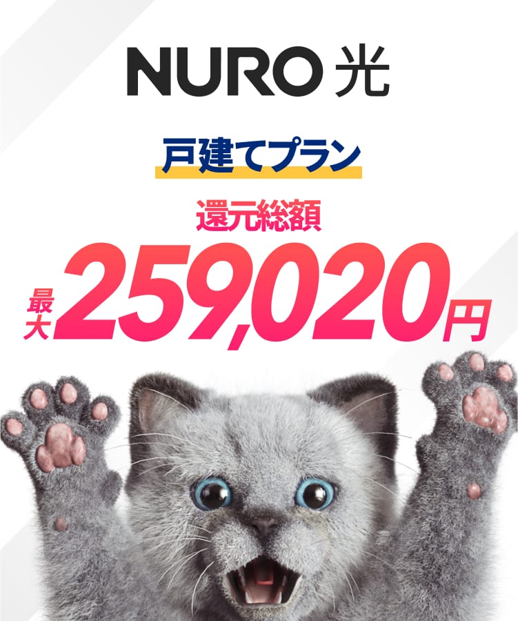 NURO 光　戸建てプラン　還元総額最大259,020円