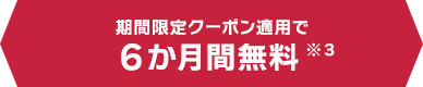 期間限定クーポン適用で ６か月間無料 ※３