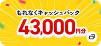 もれなくキャッシュバック43,000円