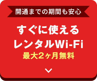 開通までの期間も安心 すぐに使える レンタルWi-Fi 最大2ヶ月無料