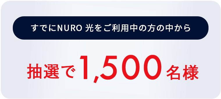 すでにNURO 光回線をご利用中の方の中から抽選で1,500名様