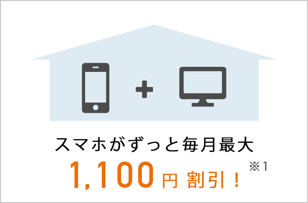 おうち割 光セット:スマホがずっと毎月最大1,100円割引!