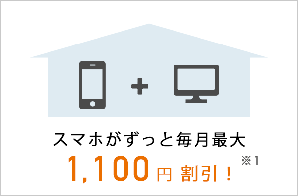 おうち割 光セット：スマホがずっと毎月最大1,100円割引！